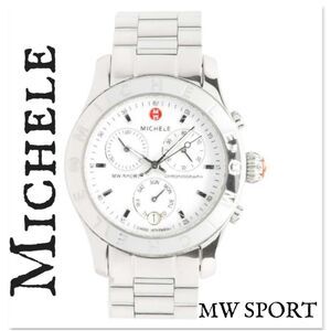 Authentic Michele MW Sport Silver Chronograph Swiss Quartz Watch - Works